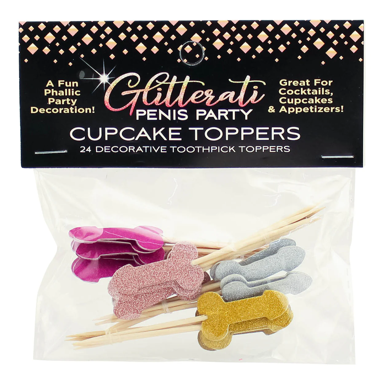 Glitter Penis Cupcake Toppers / Penis Toothpicks - 24 - Image 3